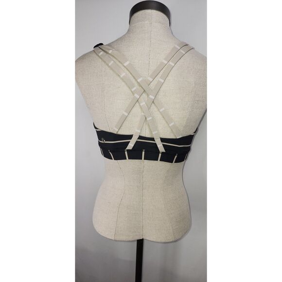 Lululemon Black & Cream Sports Bra Yoga Top Size S/M - Picture 4 of 5